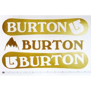LOT 3 BURTON Snowboard Gold Brushed Metal/Metallic Die Cut Vinyl Sticker/Decal
